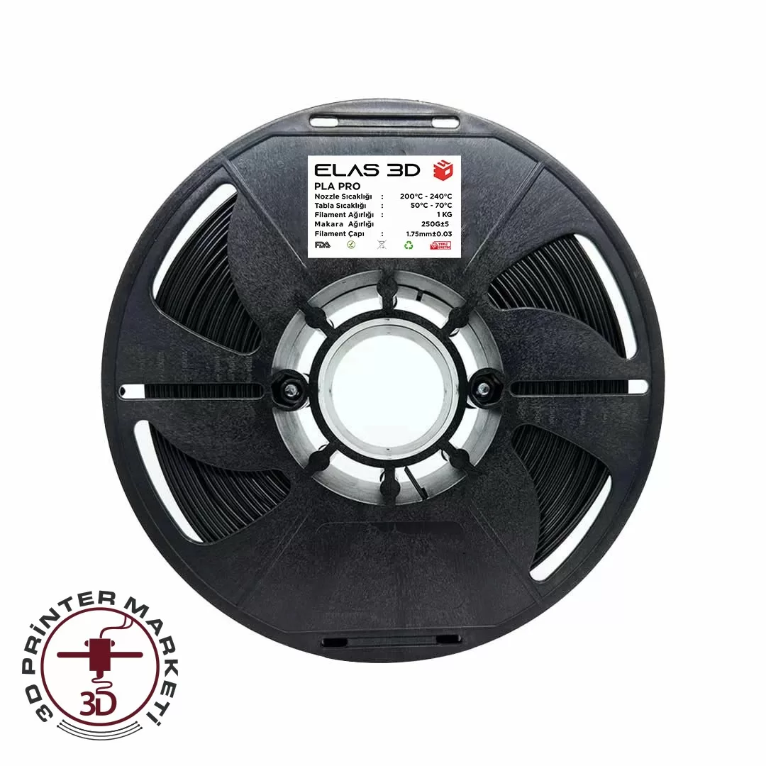 pla-pro-siyah-1-wm ELAS Siyah PLA PRO Filament 1.75mm 1kg
