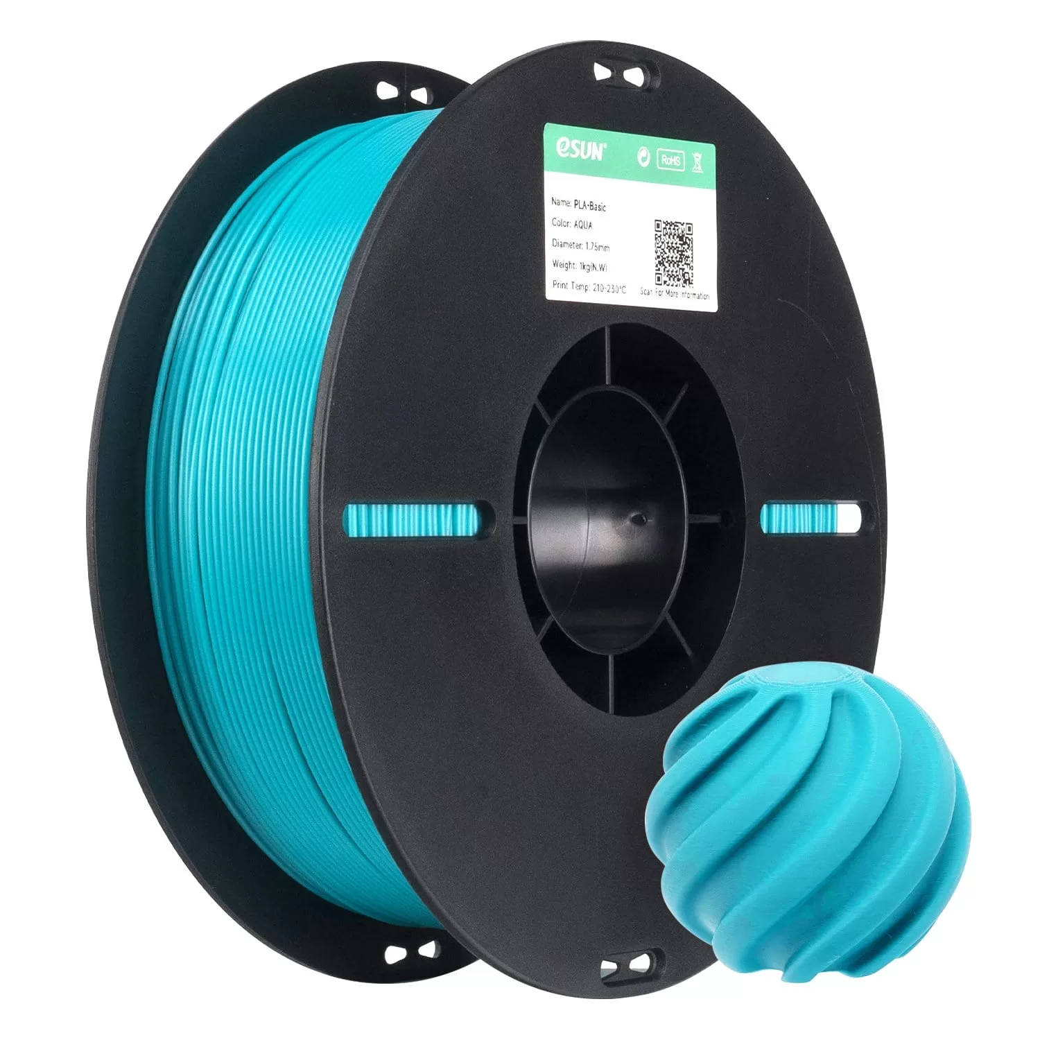 eSUN PLA Basic Filament Aqua 1.75mm 1KG eSUN PLA Basic Filament Aqua 1.75mm 1KG