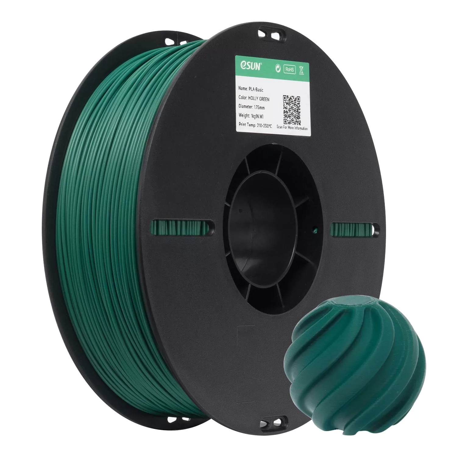 eSUN PLA Basic Filament Holly Yeşil 1.75mm 1KG eSUN PLA Basic Filament Holly Yeşil 1.75mm 1KG