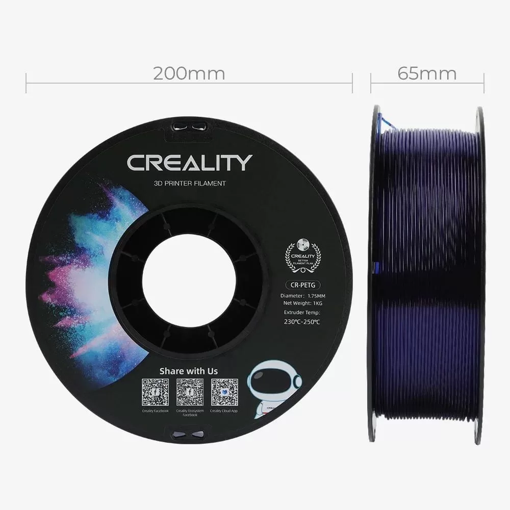 Creality CR-PETG Şeffaf Mavi Filament 1.75mm 1kg Creality CR-PETG Şeffaf Mavi Filament 1.75mm 1kg