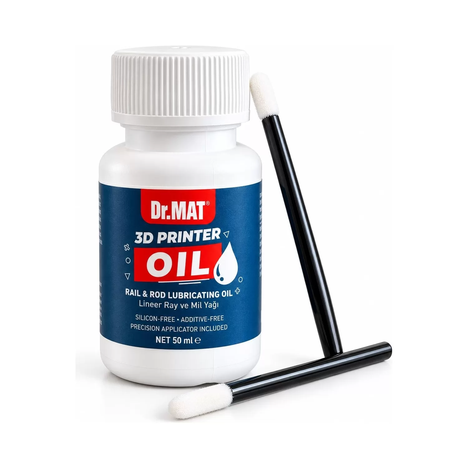 110002684502775-1.webp Dr.MAT 3D Yazıcı Yağı 50 ml (X-Y Lineer Ray ve Mil Bakım Yağı + 2 Aplikatör) - Görsel 1